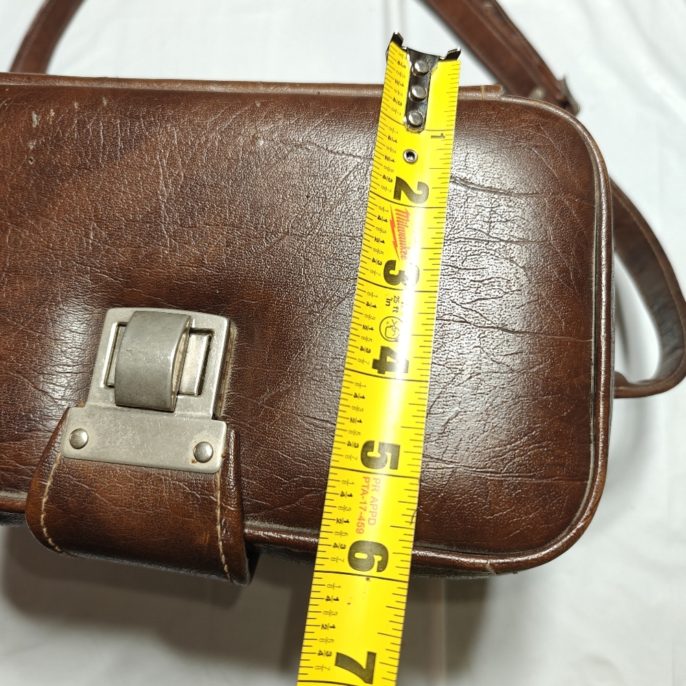 Vintage Brown Faux Leather Case with Buckle Strap Camera  Storage Case - Picture 11 of 15